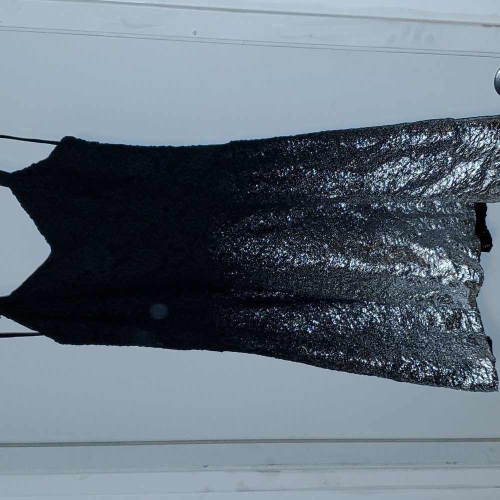Free People Foil Dress Black Silver